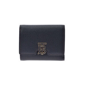 BURBERRY Folding Wallet Black Grainy Leather Tri fold